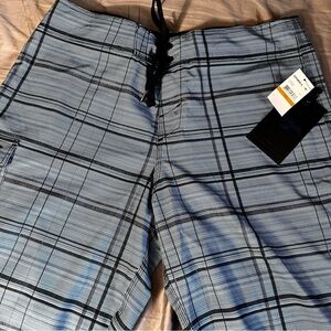 Men's Blue Plaid Swim Shorts